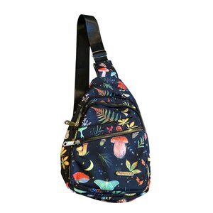 Mushroom Cottage-core Shoulder Crossbody Purse Bag Triple Zip Compartments